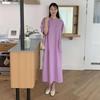 New Arrivals Open Run Women Loose Fit Puff Sleeve Side Slit Long Dress