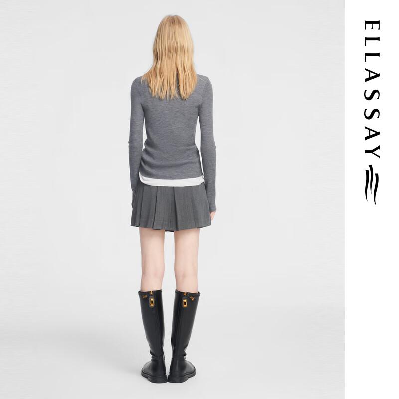 ELLASSAY Women's Relaxed Fit Merino Wool Round Neck Sweater