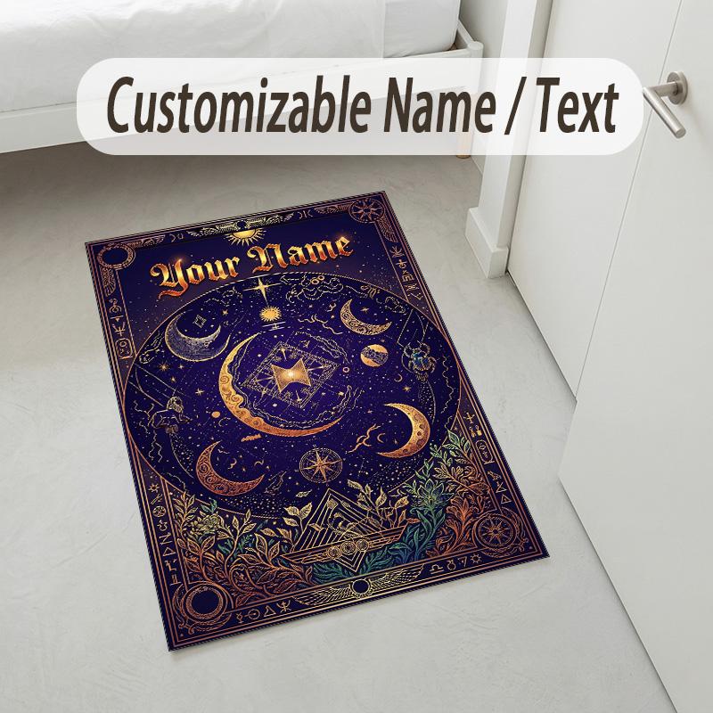 Ethereal Skull Theme Soft Crystal Velvet Rug Custom Name & Text Print Non Slip Floor Rug for Bedroom Living Room