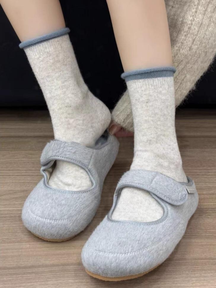 Szare Skarpetki Sezonowe Czysta Bawełna Skarpetki do Połowy Łydki Pogrubione Ciepłe Wełniane Podkolanówki Podwinięty Obszyty Ściągacz Skarpetki na Zimę