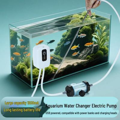 Pulitore per ghiaia e cambio acqua per acquario ricaricabile con filtro di grande capacità