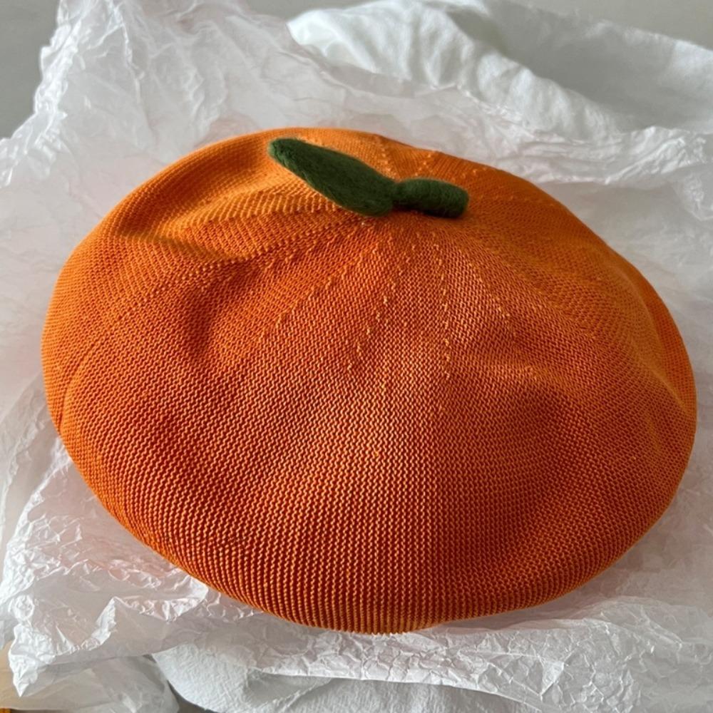 Creative Tomato Cap Cute Painter Hat Apparel Accessories Orange Berets  Unisex