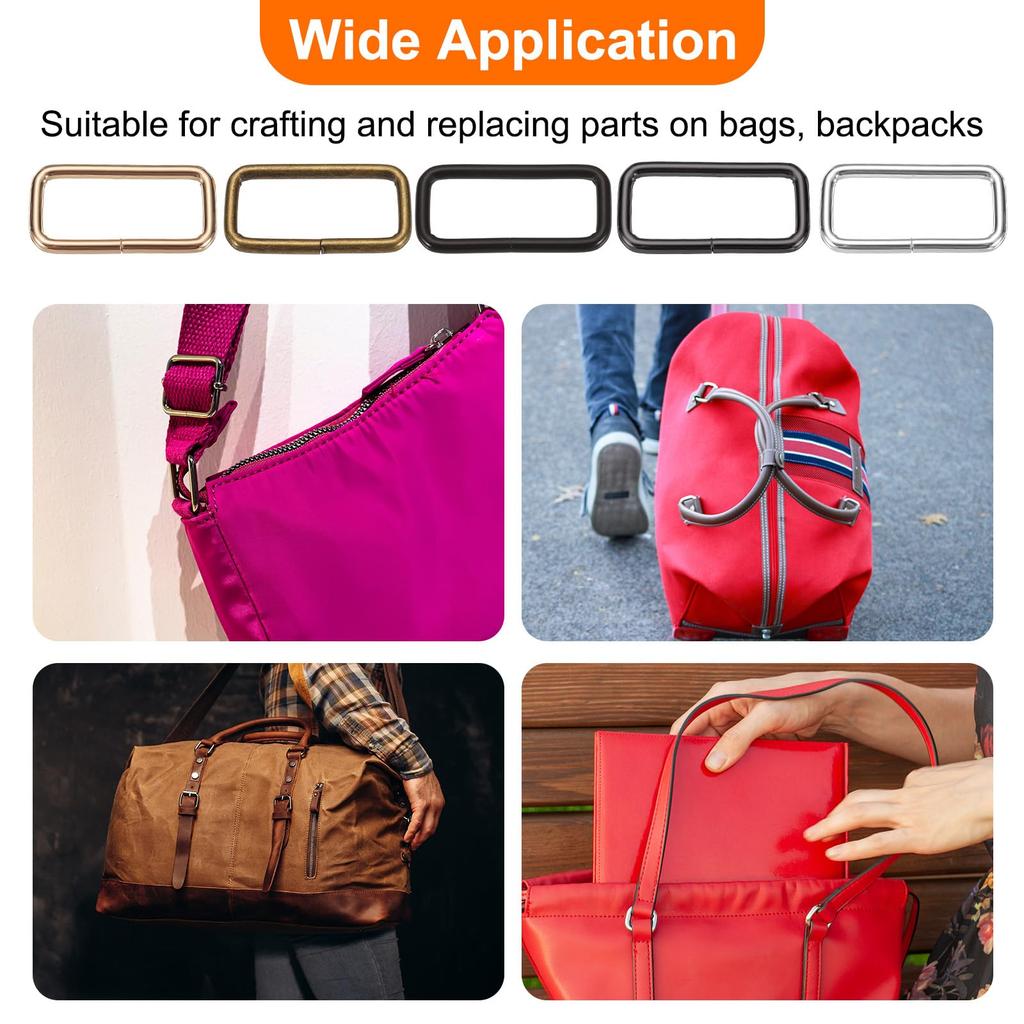 18pcs Metal Rectangle Ring Buckles X Square Strap Webbing Belt Rings for Camping Dog Luggage Belt Craft DIY Accessories Black [uxcell] 4/5" 2"