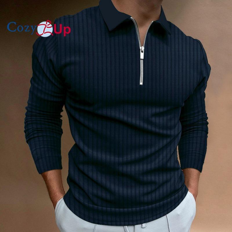Cozy Up Herren-Poloshirts aus Strick, leicht, langärmelig, Pullover, Golfshirts
