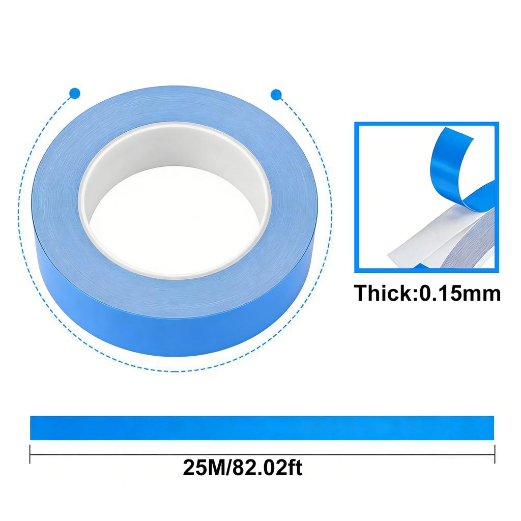 25m Double-sided Thermal Conductive Tape 5-30mm Wide Blue Heat Dissipation Tape for Bonding Cooling Heat Sinks