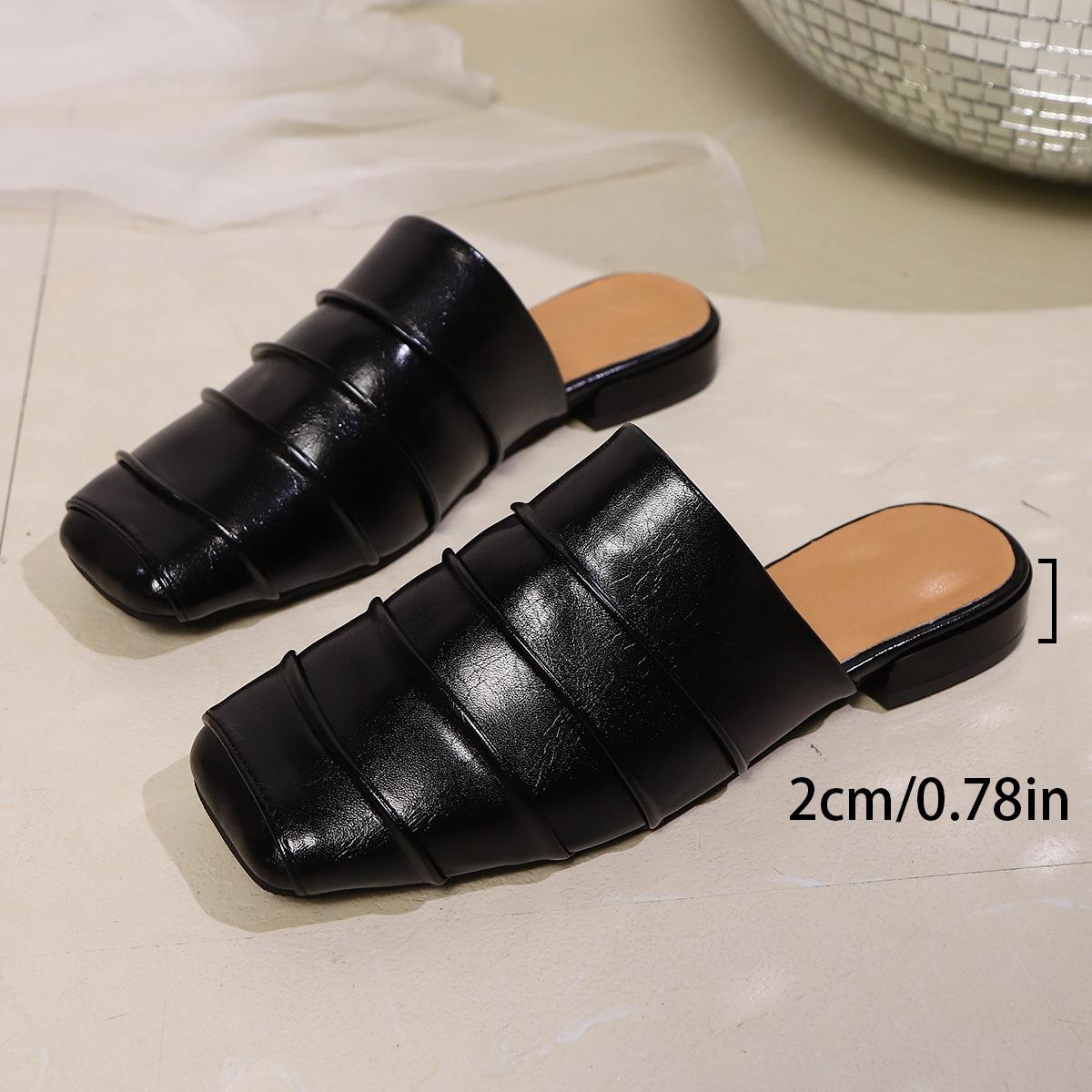 

Fashion Women Casual Slippers Outdoor Daily Sandals Lightweight Pleated Slippers 2025 New Summer Comfort Shoes Women Home Slides Fashion 35 чёрный