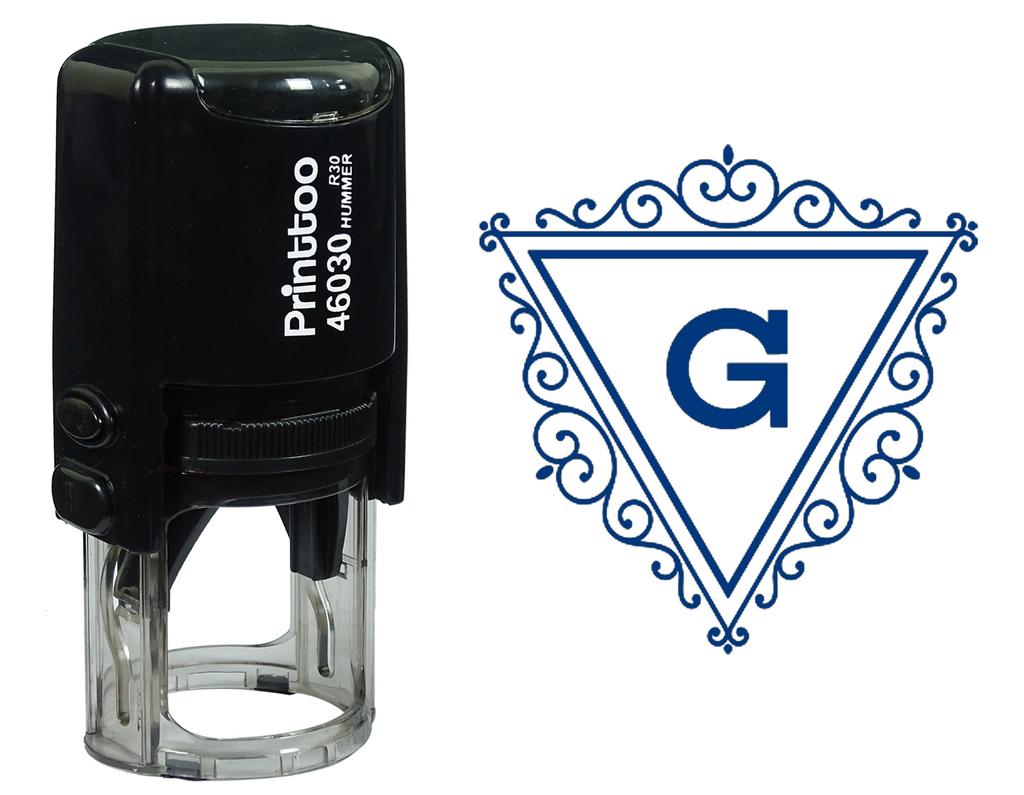 Printtoo G Alphabet Swirl Border Triangle Monogram Initial Self Inking Rubber Stamp Office