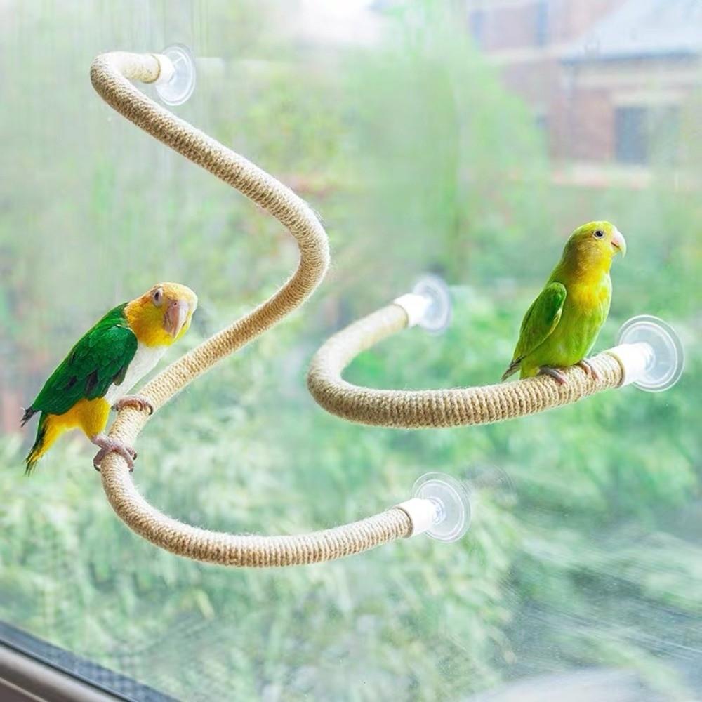 Corda di Lino Fai da Te Perch Flessibile per Uccelli Presa Comoda Ventosa Antiscivolo Corda da Arrampicata per Uccelli Resistente Stabile