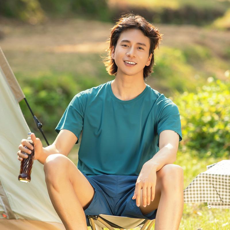 

Быстросохнущая спортивная футболка с коротким рукавом из ледяного шелка - Мужская и женская для бега и фитнеса на открытом воздухе 3XL