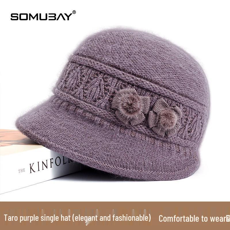 

Уютный зимний набор шапка и шарф для женщин среднего и пожилого возраста - Теплый вязаный кроличий мех и хлопок One Size