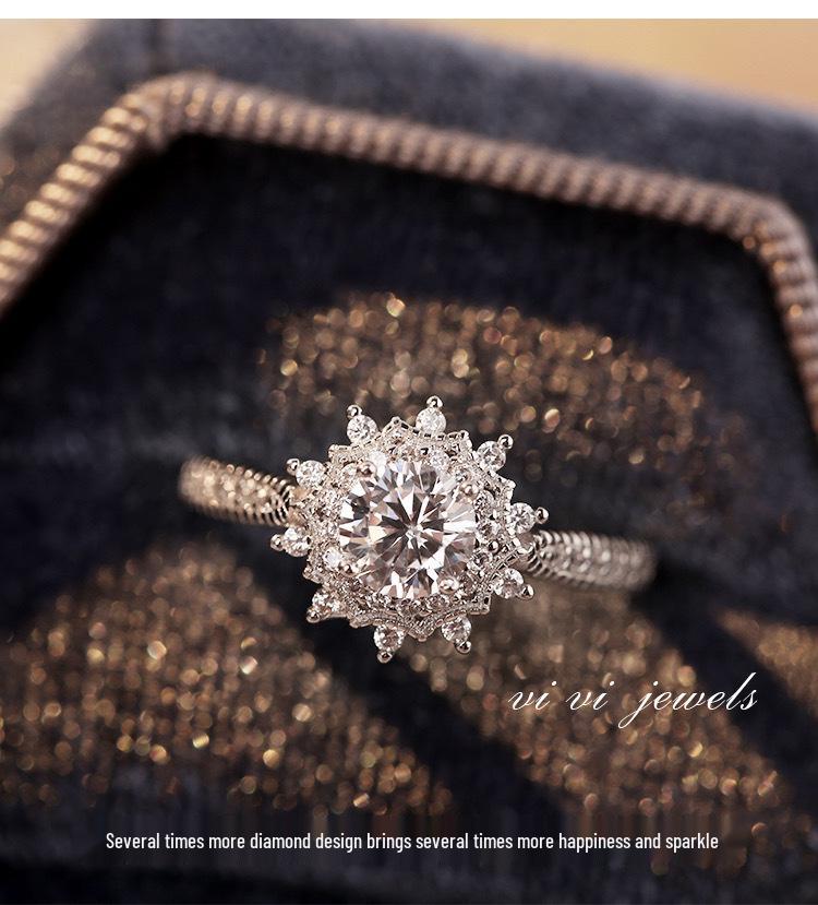 Märchenhafte blütenförmige Diamantringe: Dicht eingelegte Paarsimulationsbänder für Hochzeiten