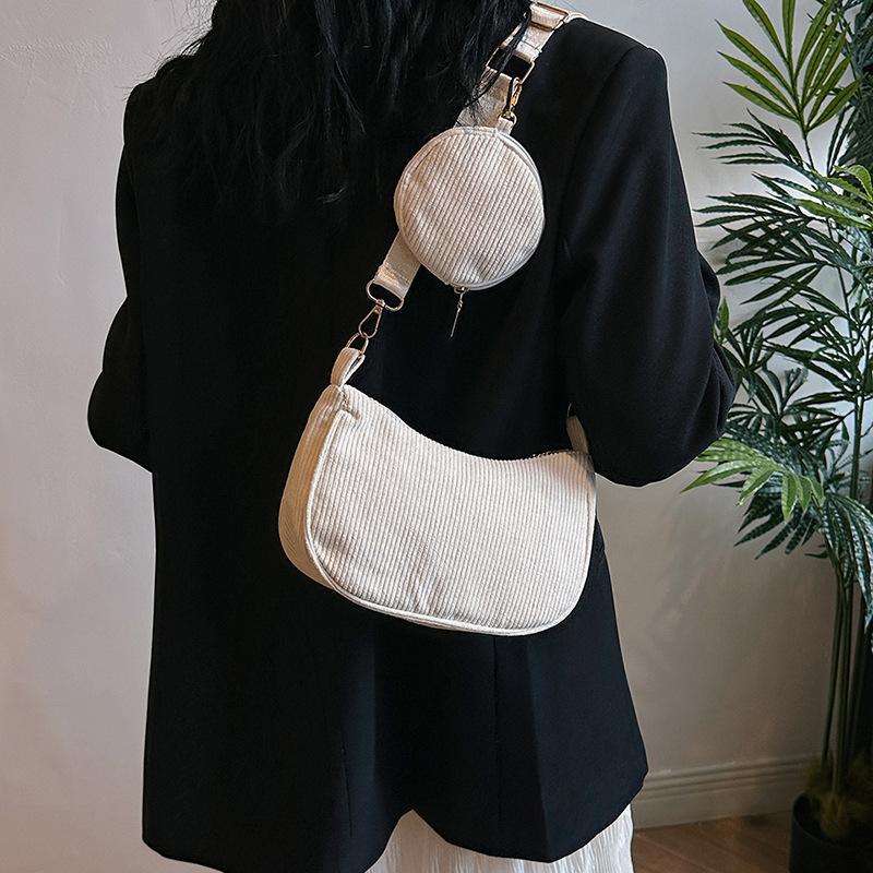 Women's bag corduroy new shoulder bag underarm bag fashion mother and child bag two-piece set messenger bag