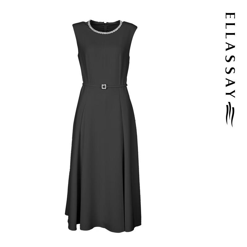 ELLASSAY 2025 Summer Rhinestone French Elegant Midi Dress