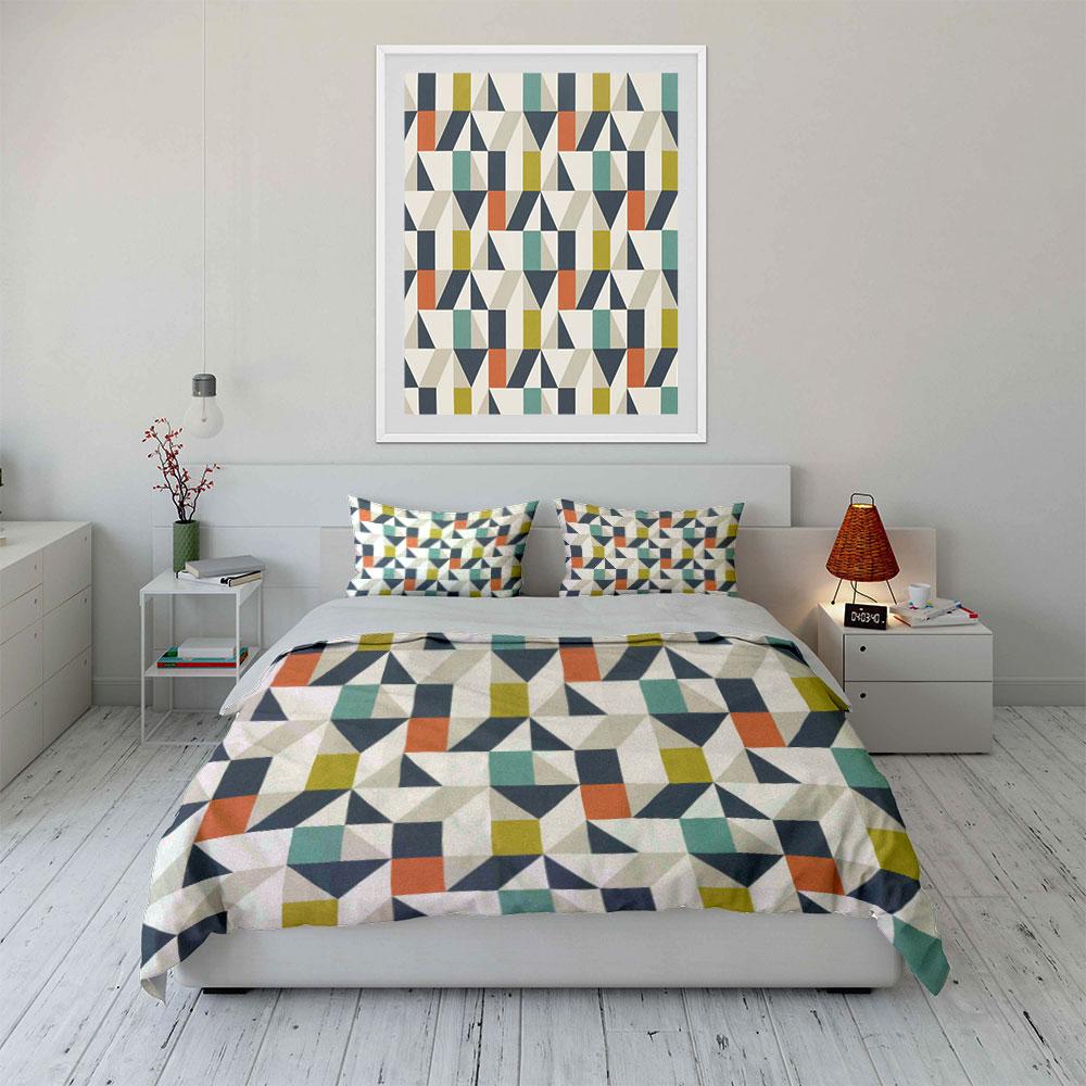 Geometrisches Muster Dreiteiliges Set Mehrere Größen Kinder- Und Erwachsenen-Schlafzimmer Exquisites 3-teiliges Bettwäsche-Set, Geschenk