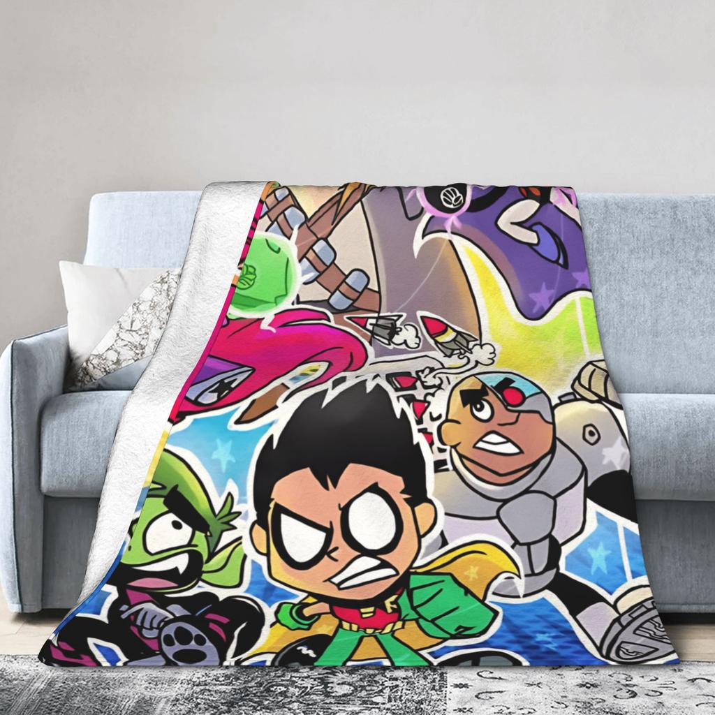 Teens Titans Go Blanket Super Soft Fluffy Plush Throw Blanket For Child Bedroom Flannel Bedspread Bed Cover
