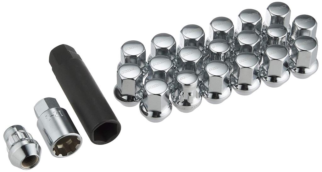RAYS Lock Nut Set M12 x CP 74082000001CP 17-Hex & (for 5-Hole Drives) 1.25 (Plated)