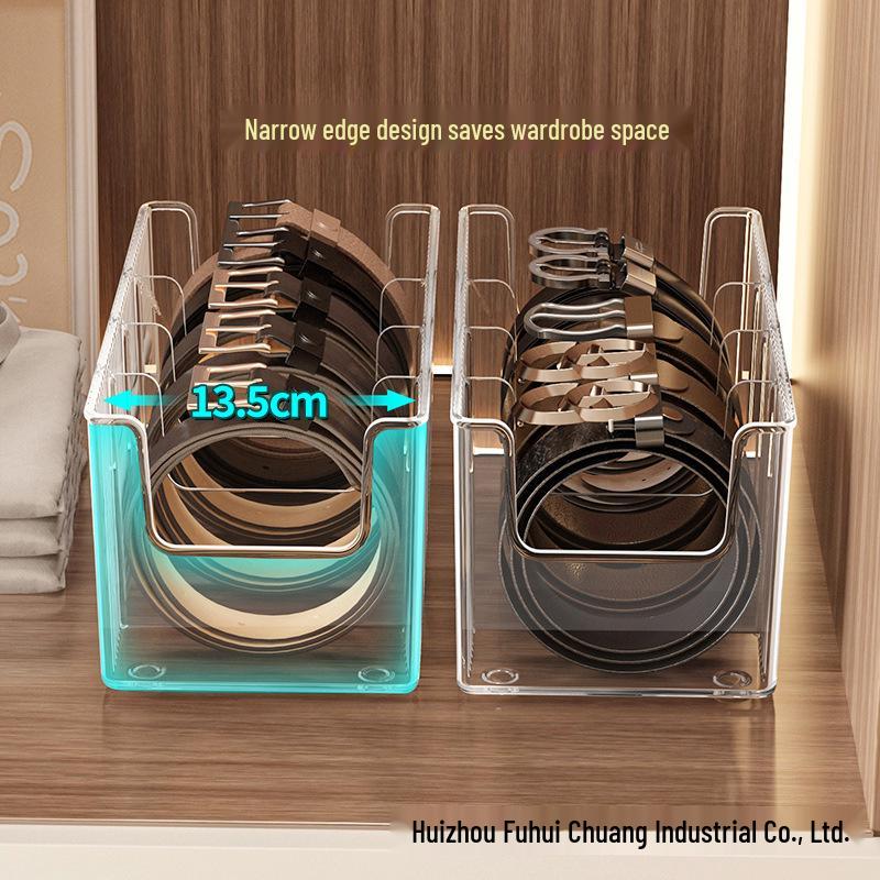 Men's Belt Display Rack: Acrylic Wardrobe Organizer with Transparent Compartments