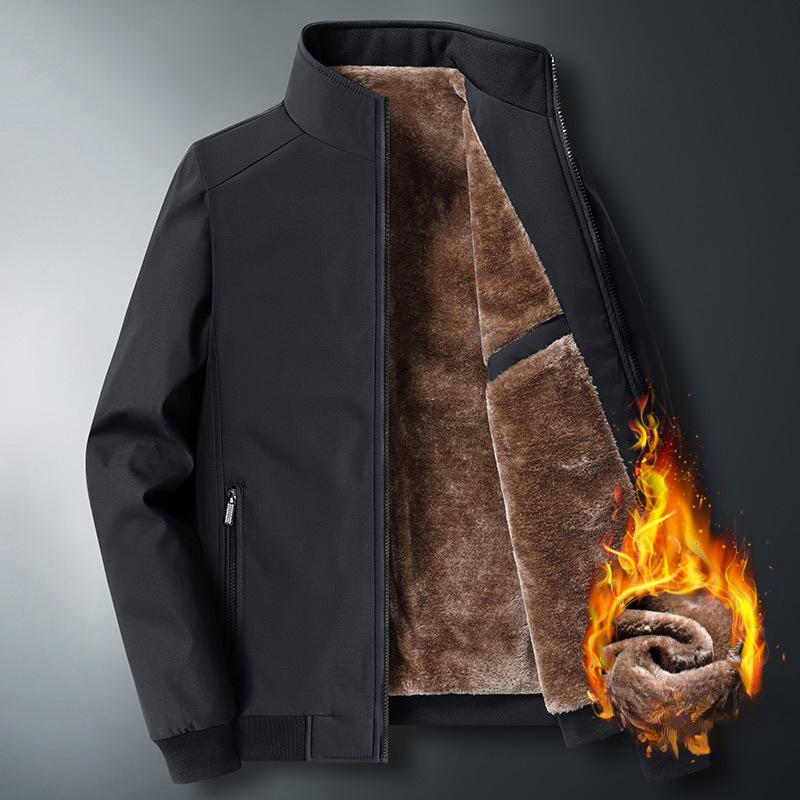 Jacke Herrenjacke mit Baumwolle verdickt Thermisch Stehkragen Oberteil Übergröße Lässig Baumwollgepolsterte Kleidung