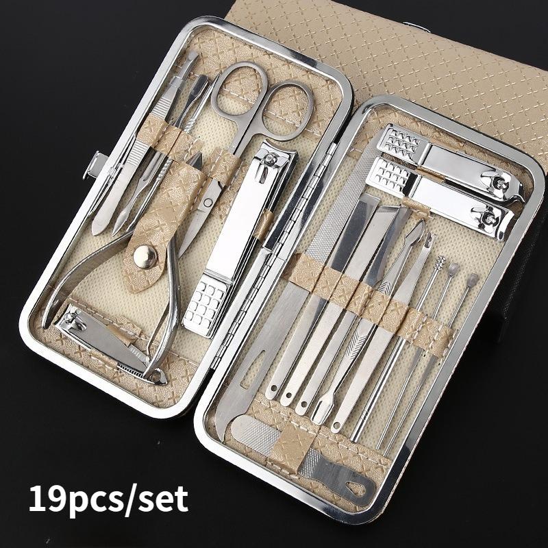 

Manicure 19 in 1/set Nail Clippers Pedicure Kit, Manicure Tool Kit, Stainless Steel Facial Grooming Set Kit Gift Women Men Girls золотой