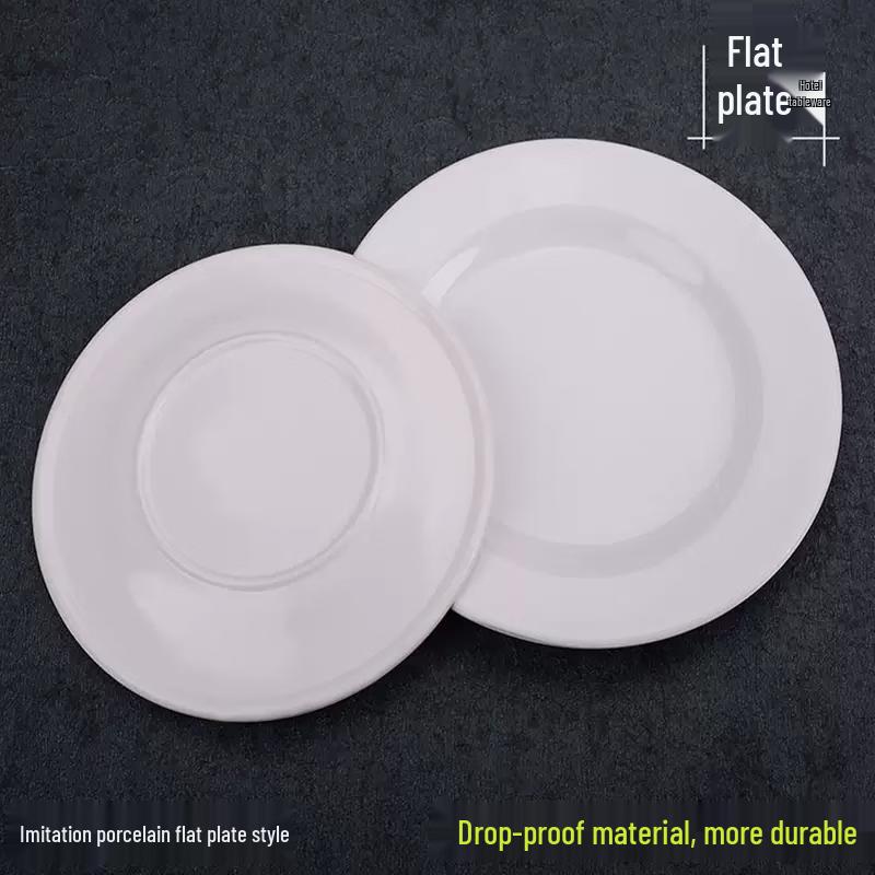 12-inch Commercial White Melamine Round Flat Plates, 10-Pack