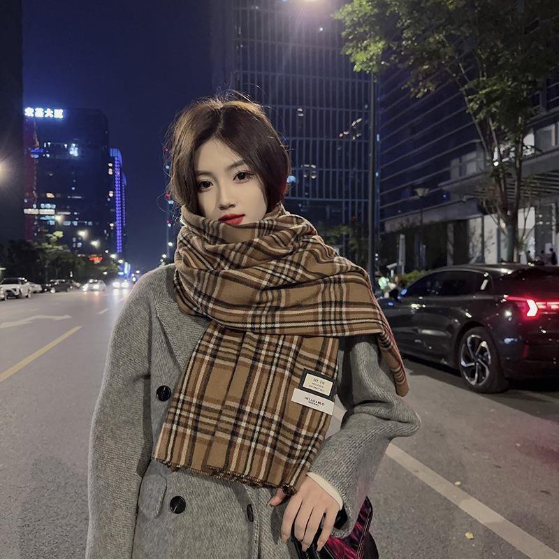 Autumn and winter atmosphere imitation cashmere scarf women's warm retro student long shawl cold scarf men