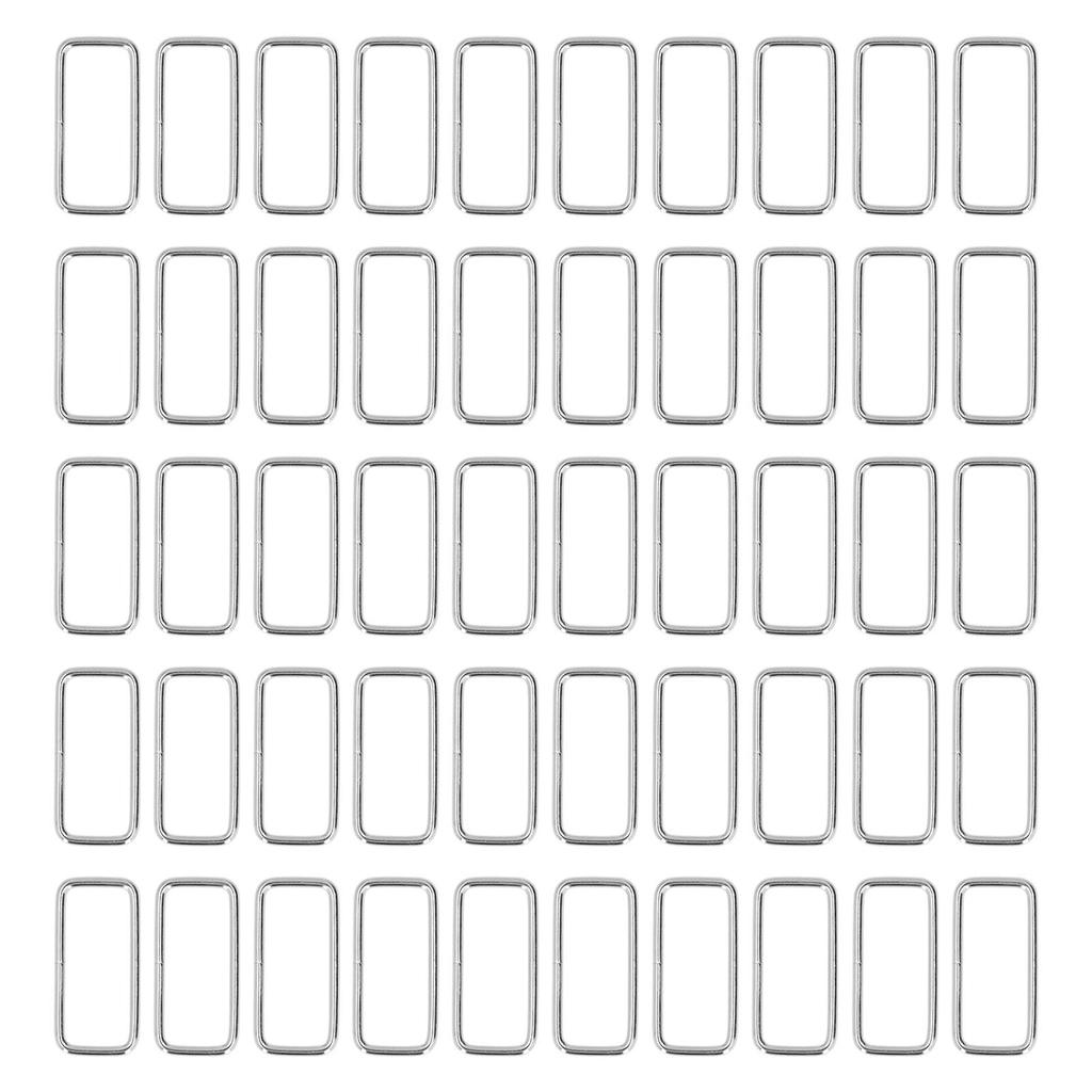 50pcs Metal Rings Durable Iron Rectangle Buckle Rings for DIY Belt Handbag Buckle Hardware Clothes Decoration