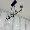 Mid Century Linear Chandelier Light Fixture for Drawing Room Lobby & Dinning Table Lights Home Décor Glass Globe Linear Chandeliers