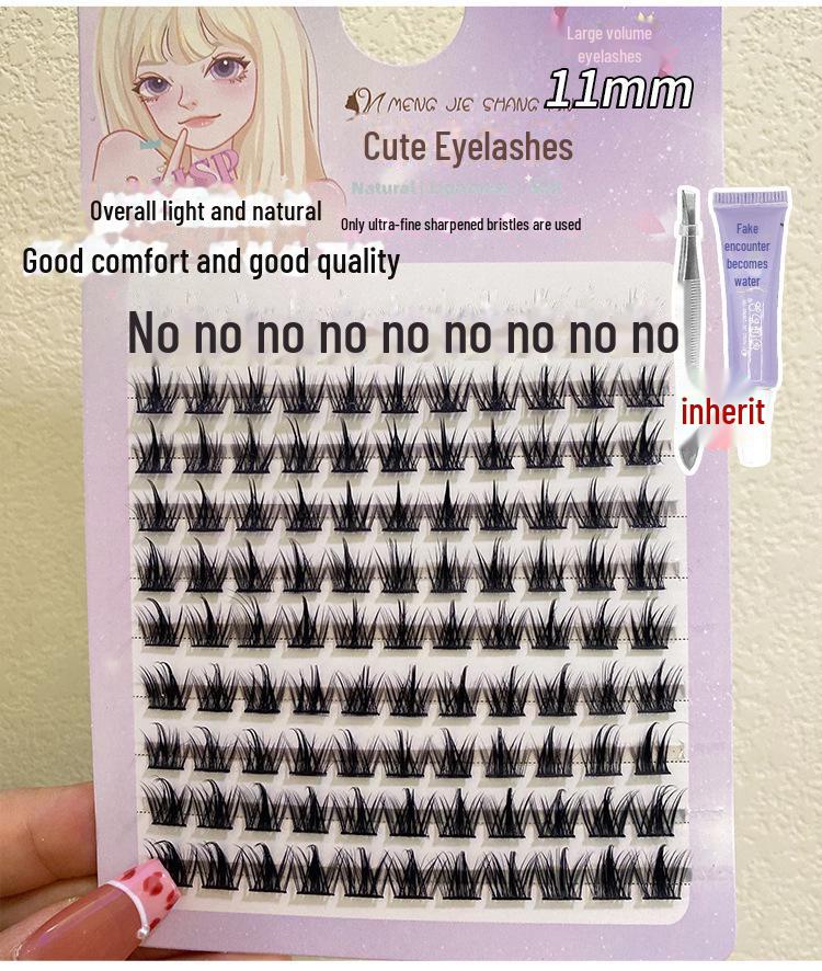 Mengji Shangpin Natural Thick Faux Wild Devil Eyelashes - 10 Rows for Women, Photogenic Cartoon Style