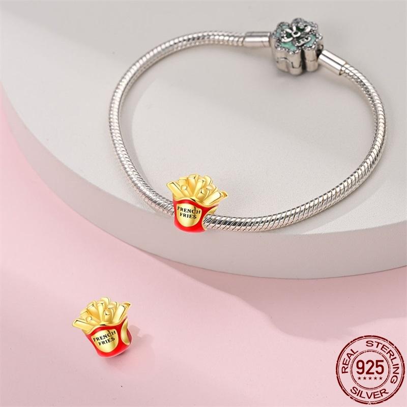 100% Real Copper French Fries Donuts Pendant Fit Original Pan Bracelet For Women Birthday Fine Jewelry Gift