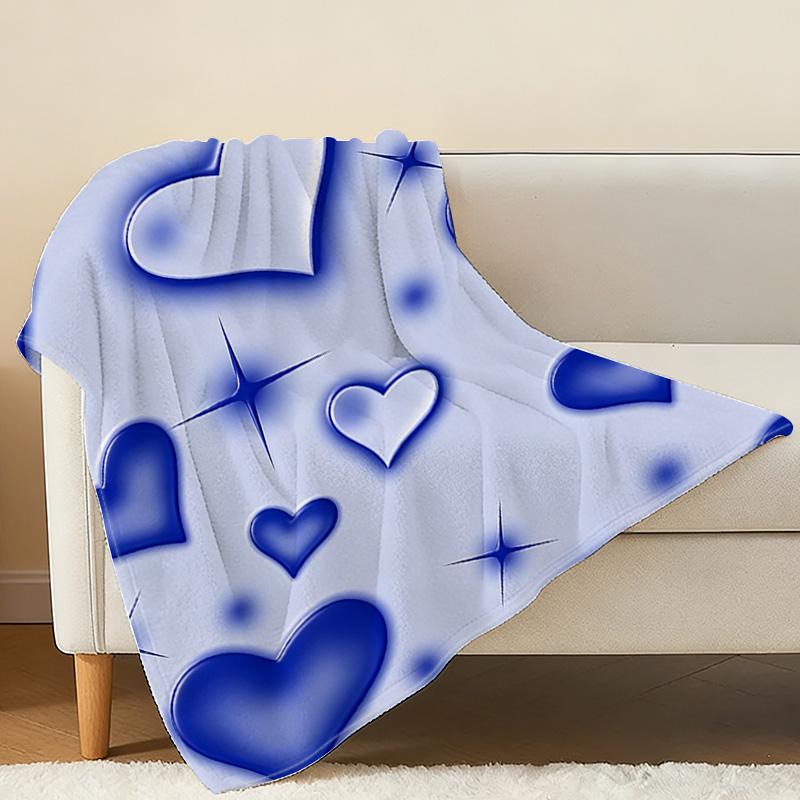 Heart Pattern Flannel Fleece Blanket Soft Cozy Throw, Ideal for Home, Couch Napping, Dorm Bedding, Christmas & Halloween Decoration