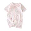 Korean Style Doll Collar Baby Romper - Spring Front Button Baby Girl Crawling Suit