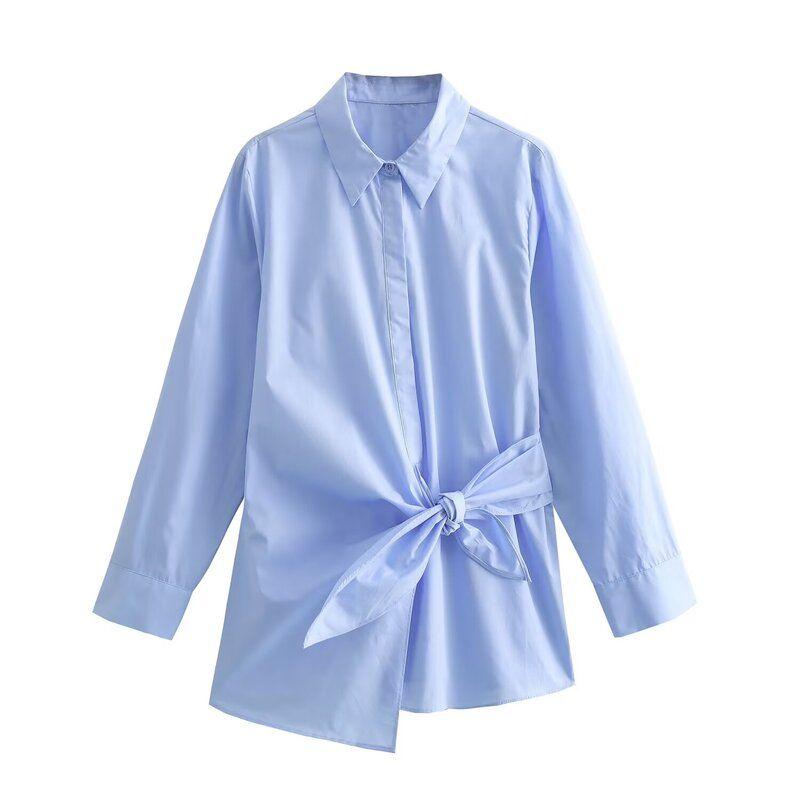 Fashion Style 2024 Summer New Arrival Women's Clothing Stylish Slim Looking Easiest for Match Double Breasted Poplin Shirt 9479306
