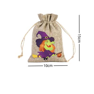 5Pcs New Halloween Linen Bundle Pocket Candy Biscuit Storage Bag Halloween Gift Decoration Drawstring Bundle Pocket