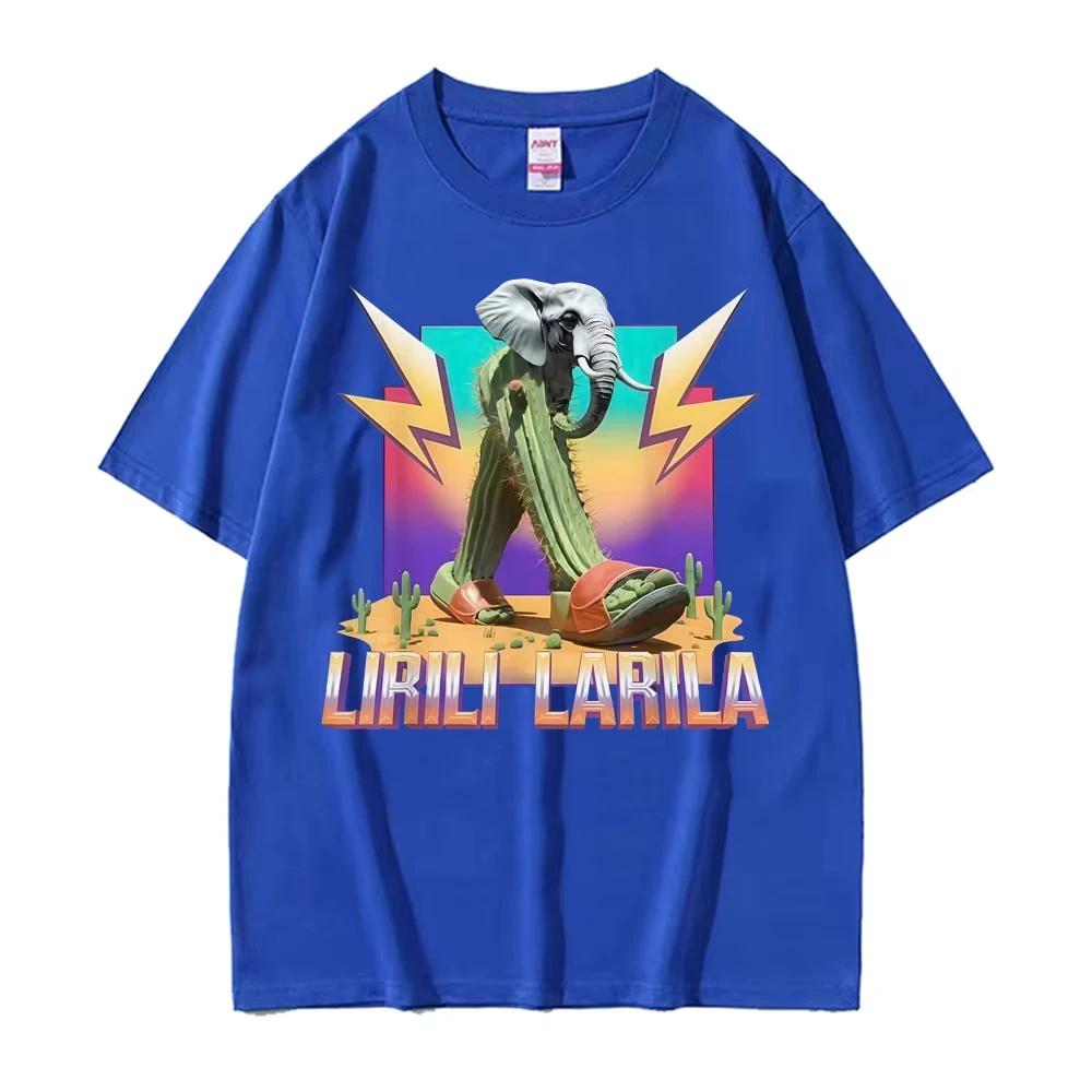 Rolig Lirili Larila T-shirt Herr Sommar Svettabsorberande Andningsbar Topp Bomull Rundhals Kortärmad Mode Herrkläder