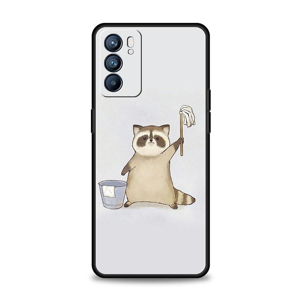 Raccoon Phone Case For Oppo A54 A53 A52 A15 A95 A16 A78 A79 A80 A98 4G Find X5 X6 Reno10 12 13 F Pro 5G Cover