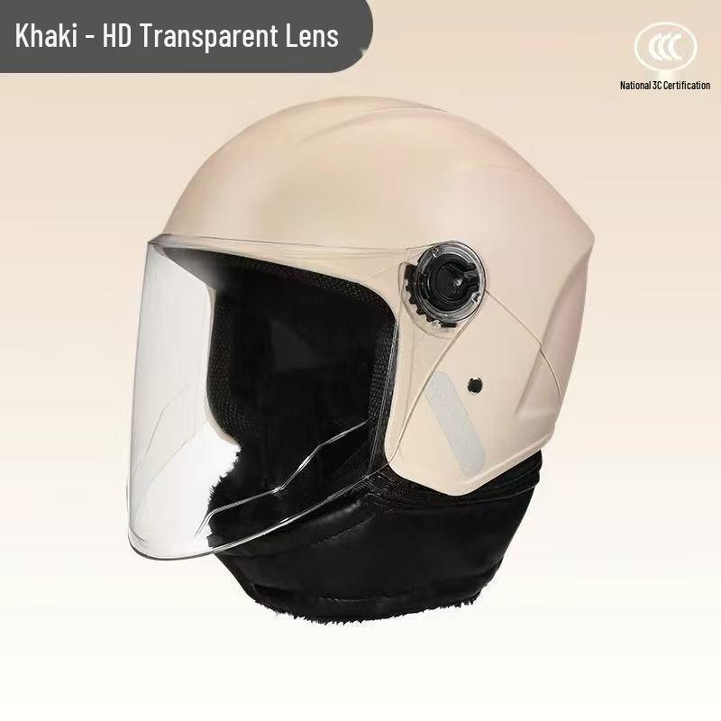 Unisex Winter Half Helmet for Electric Motorcycles - All-Season Cold Protection, Warm, 3C Certified