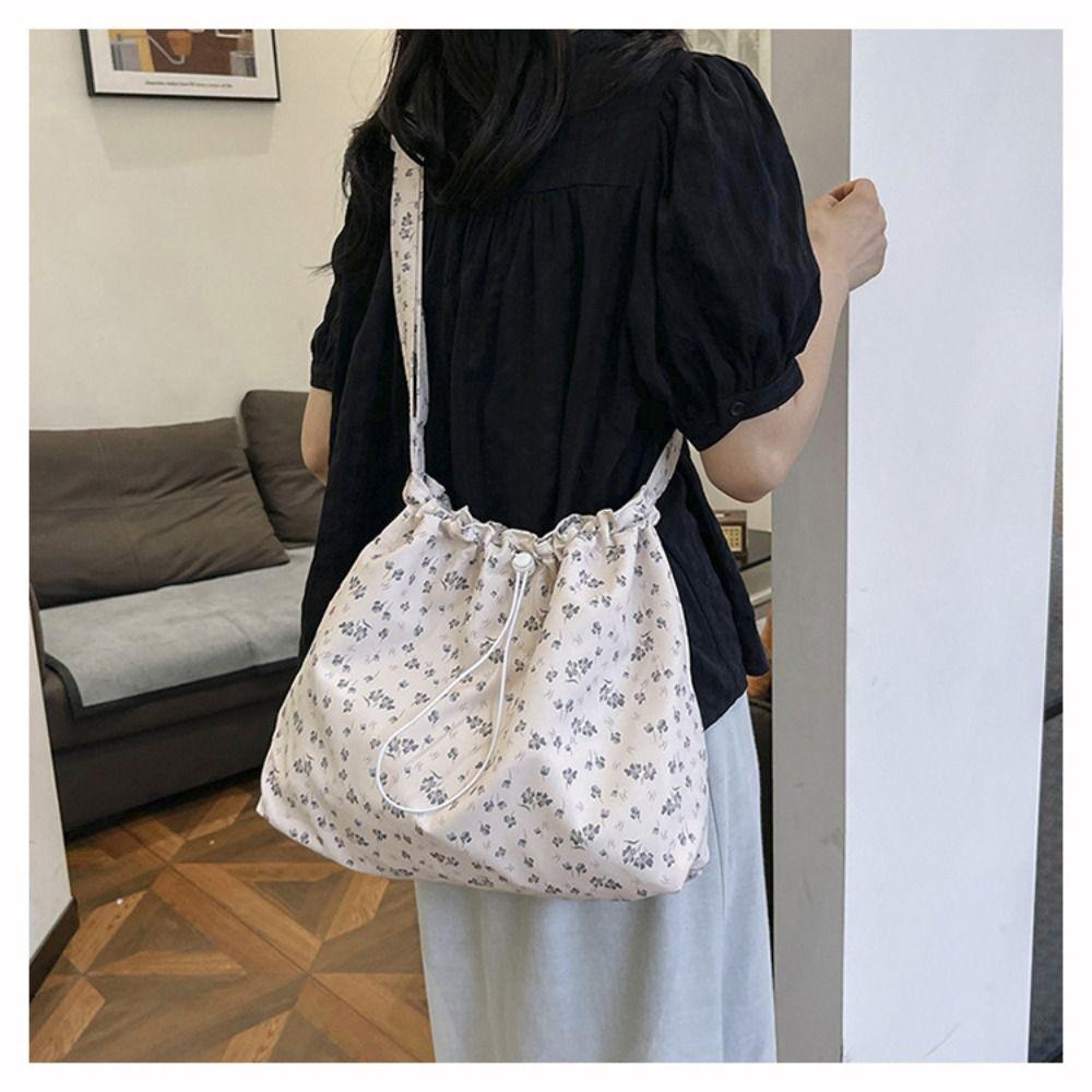 Fashion Flower Floral Canvas Shoulder Bag Large Capacity Handbag Simple Casual Shopper Tote Bags Crossbody Bag