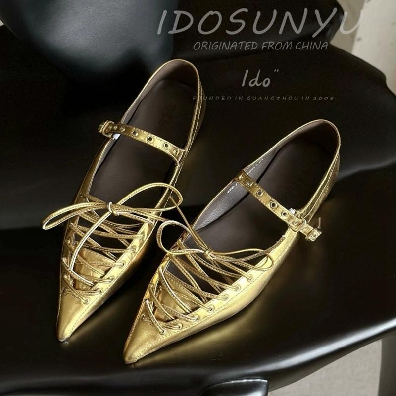Fashion Sexy Lace-up Bow Pointed Toe Heeled Sandals Women Summer New Elegant Thin Flat Shoes Soft Leather Slingback Party Dress Shoes