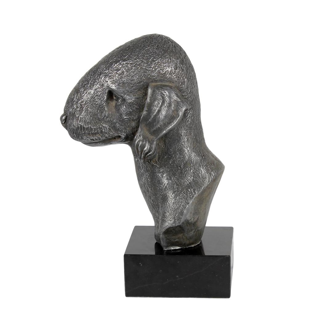 Bedlington Terrier, Rothbury Terrier, Rodbery Terrier - Figurine On Marble, Covered with Silver Metal, Handmade, Brand Art-Dog