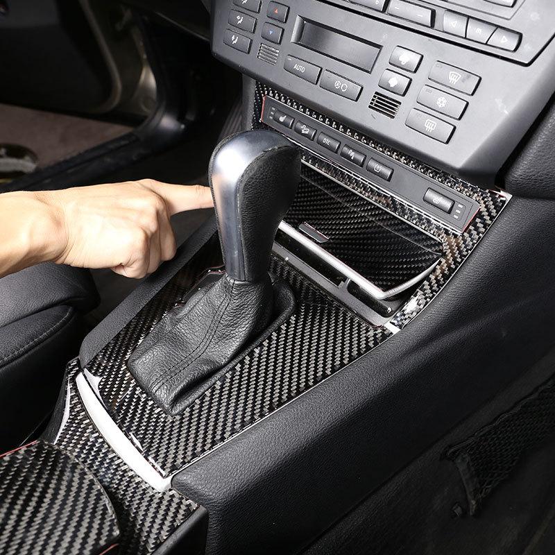 For BMW X3 E83 2006-2010 Soft Carbon Fiber Car Central Control Gear Panel Cover Trim Sticker Interior Car Accessories