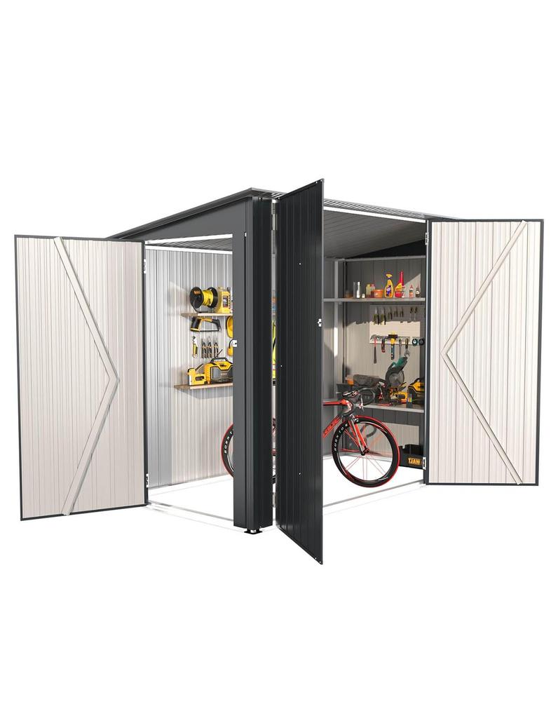 2.3x1.2m Garden Shed Bike Storage, Metal Lockable Sheds for 4-5 Bikes, Outdoor Waterproof Galvanized Steel Tool Storage Shed for Tools