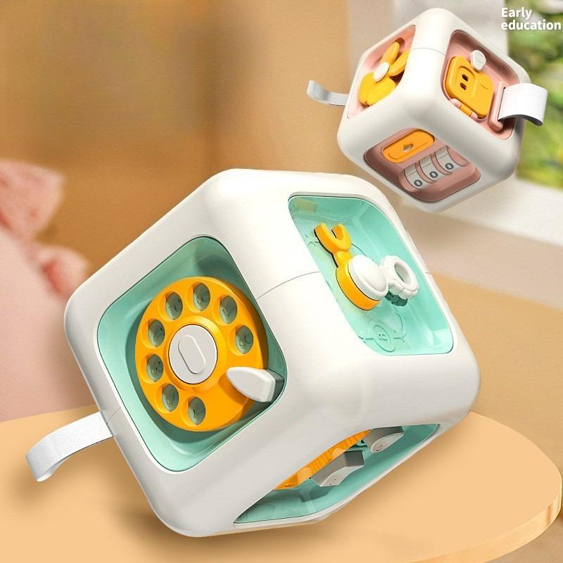 6 in 1 Montessori Educational Toys Sensory Busy Board Baby Practice Skills Drawer Cube Fidget Educational Toys for Girl Boy