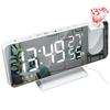 Digital Dual Snooze Alarm Clock With Projection Fm Radio 73 Mirror Display Led