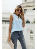 European & American Women's Fashion: Spring/Summer Solid Color V-Neck Sleeveless Shirt with Lace Trim