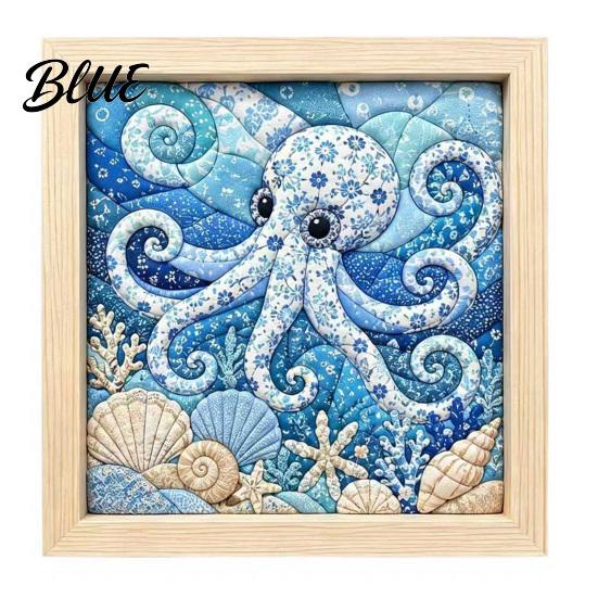 No Sew Quilt Art No-Sew Japanese Fabric Kit DIY Mosaic Kits for Adults Beginners Quilted Wall Collage Craft with Frame & Tools Kits Gifts