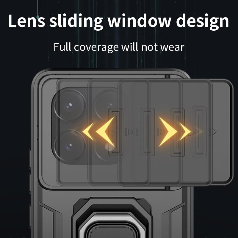 Slide Camera Funda for POCO X6 Pro 5G Redmi Note 13 Pro 5G Case Armor Metal Ring Stand Protection Cover for POCO X6 5G  Capa