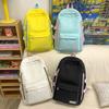 Schoolbag Solid Color Korean Version Backpack Bag 1011 New School Bag Female Junior High School Student College Backpack Female Double Vertical Pull