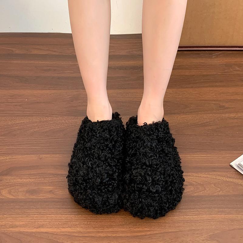 

Женская обувь простые повседневные универсальные туфли-полушлепанцы с закрытым носком женские осенне-зимние новые для улицы ленивые на толстой подошве пушистые туфли 40 чёрный