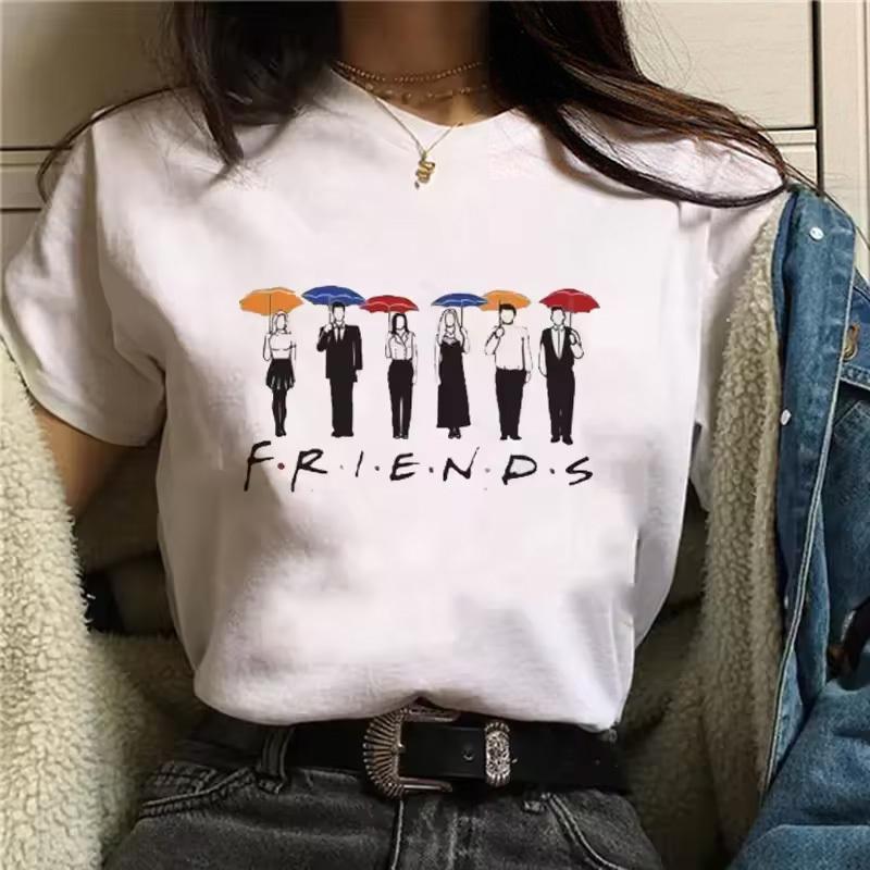 Friends Tv Shirt Women Vintage 2000s Graphic Trendy Breathable Graphic Harajuku Hip Hop University Anime Aesthetic Pop Culture