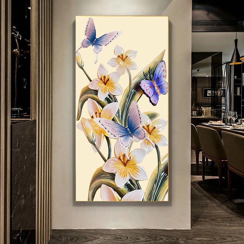 Retro Butterfly Flower Canvas Paintings Wall Art Pictures Chinese Style Vintage Poster And Prints for Living Room Aisle Decor